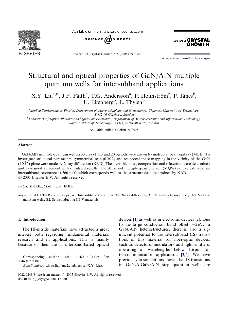 Structural and optical properties of GaN/AlN multiple quantum wells for intersubband applications