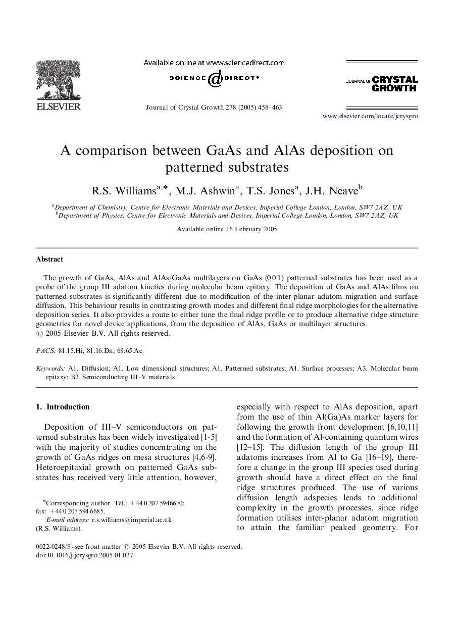 A comparison between GaAs and AlAs deposition on patterned substrates