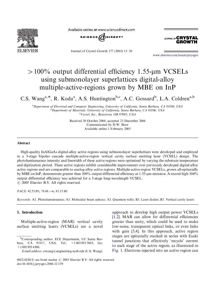 >100% output differential efficiency 1.55-Î¼m VCSELs using submonolayer superlattices digital-alloy multiple-active-regions grown by MBE on InP