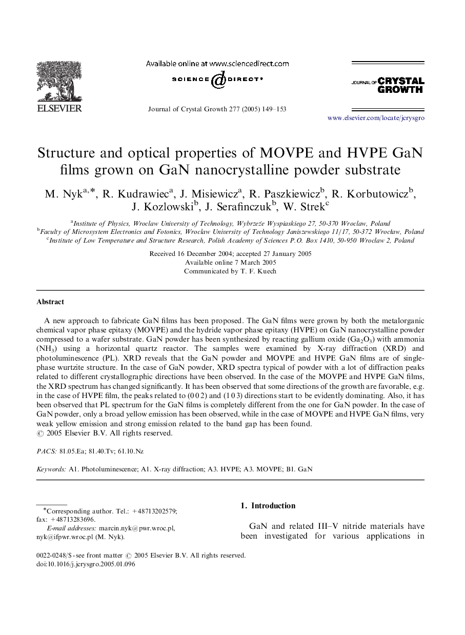 Structure and optical properties of MOVPE and HVPE GaN films grown on GaN nanocrystalline powder substrate