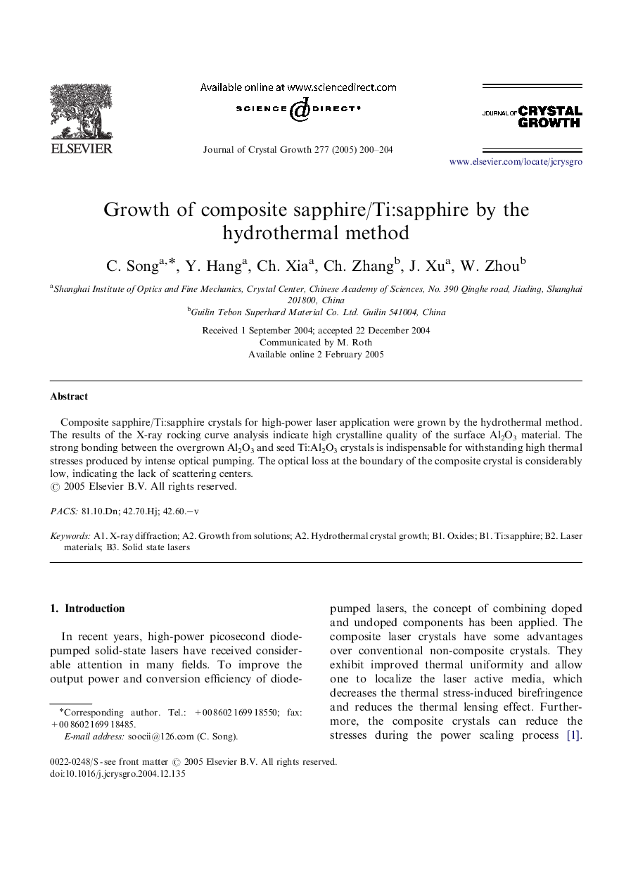 Growth of composite sapphire/Ti:sapphire by the hydrothermal method