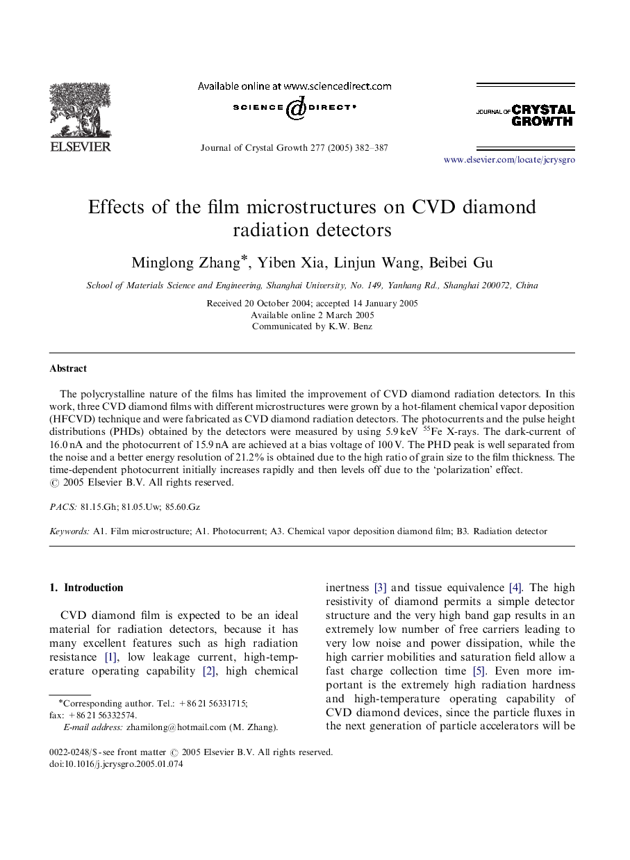 Effects of the film microstructures on CVD diamond radiation detectors