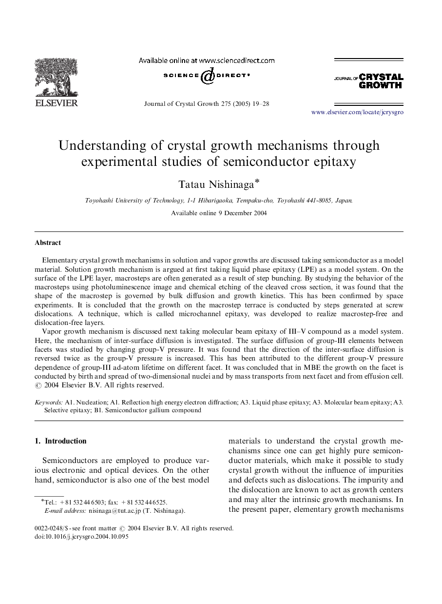 Understanding of crystal growth mechanisms through experimental studies of semiconductor epitaxy