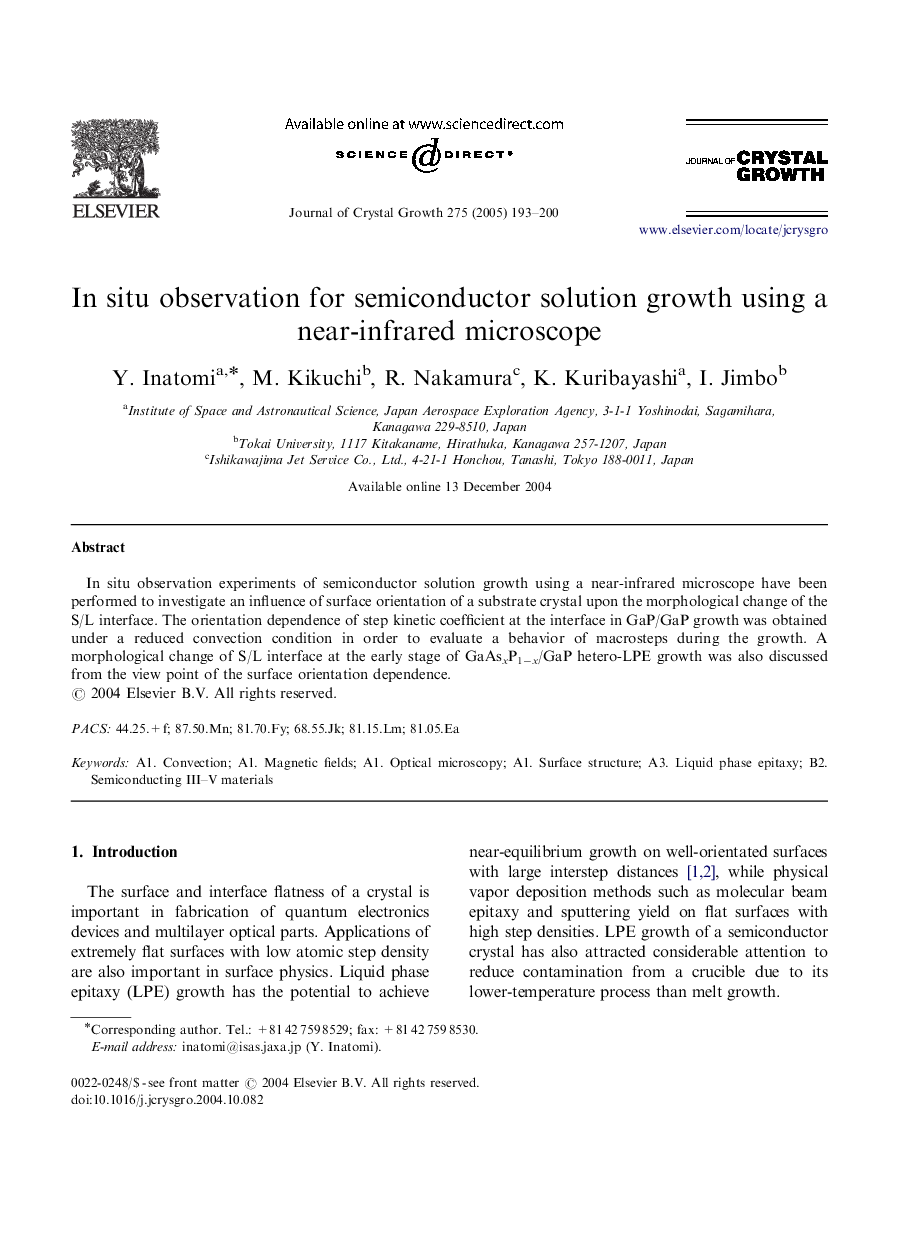 In situ observation for semiconductor solution growth using a near-infrared microscope