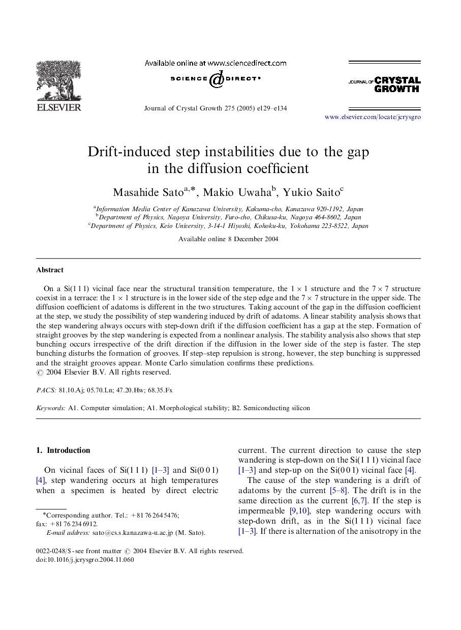 Drift-induced step instabilities due to the gap in the diffusion coefficient