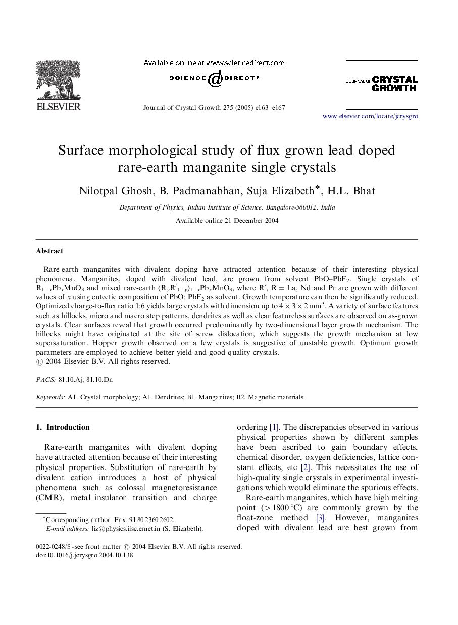 Surface morphological study of flux grown lead doped rare-earth manganite single crystals