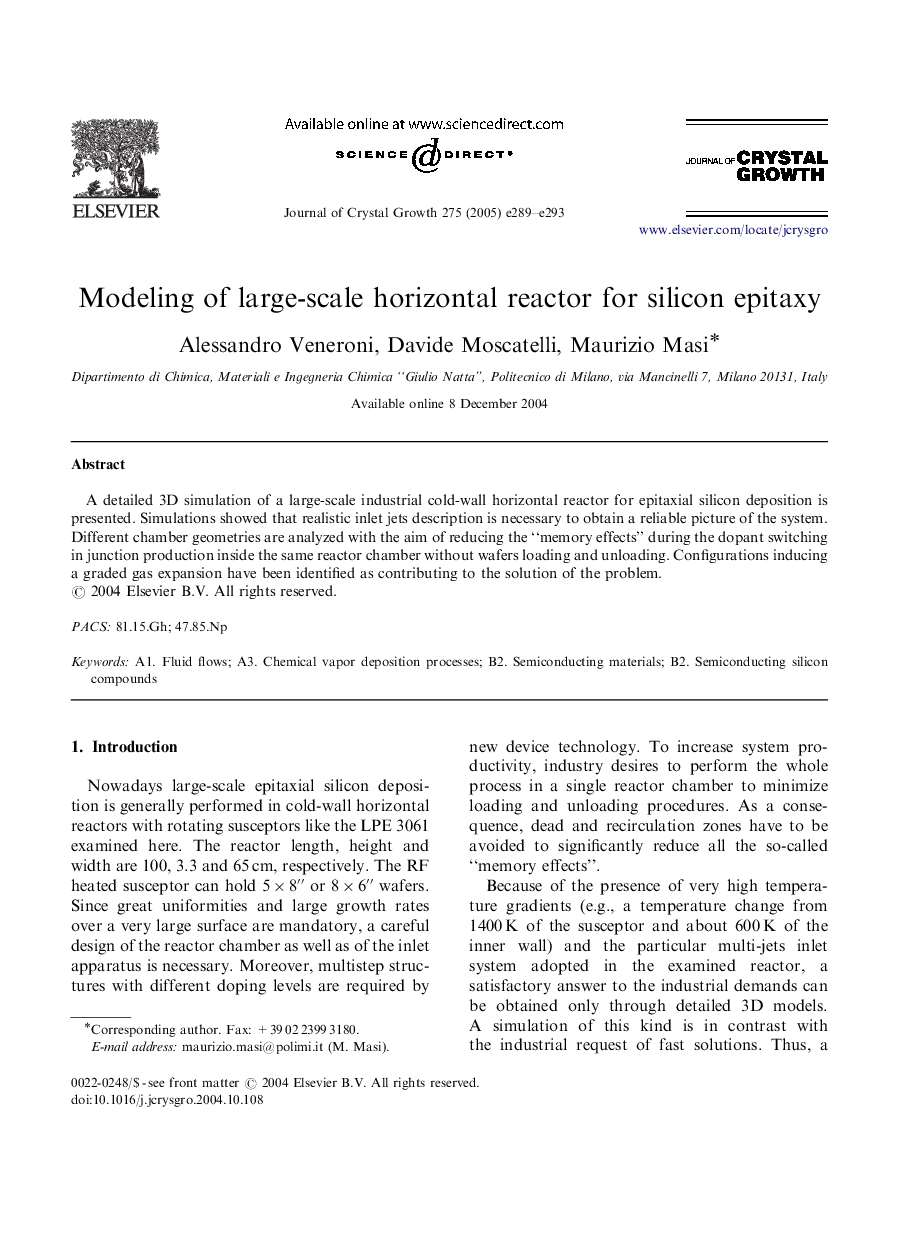 Modeling of large-scale horizontal reactor for silicon epitaxy