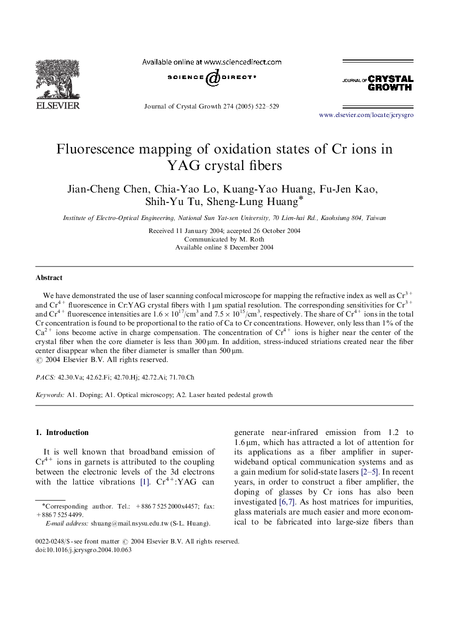 Fluorescence mapping of oxidation states of Cr ions in YAG crystal fibers