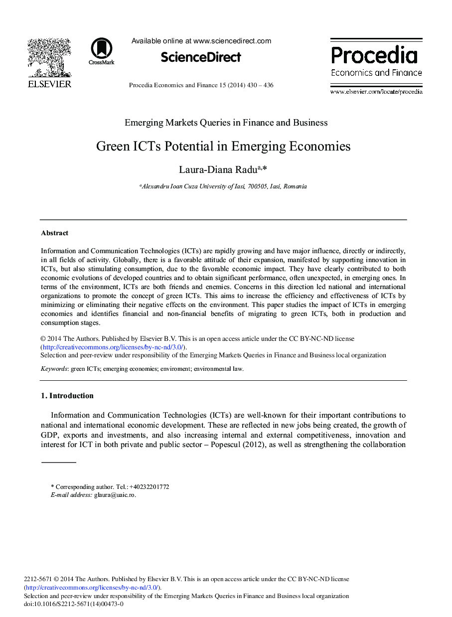 Green ICTs Potential in Emerging Economies 