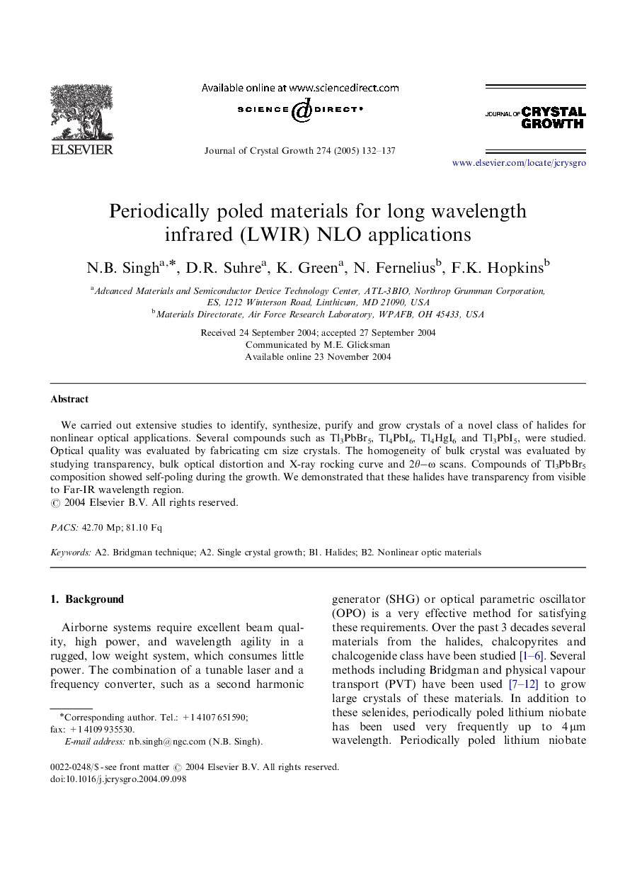 Periodically poled materials for long wavelength infrared (LWIR) NLO applications