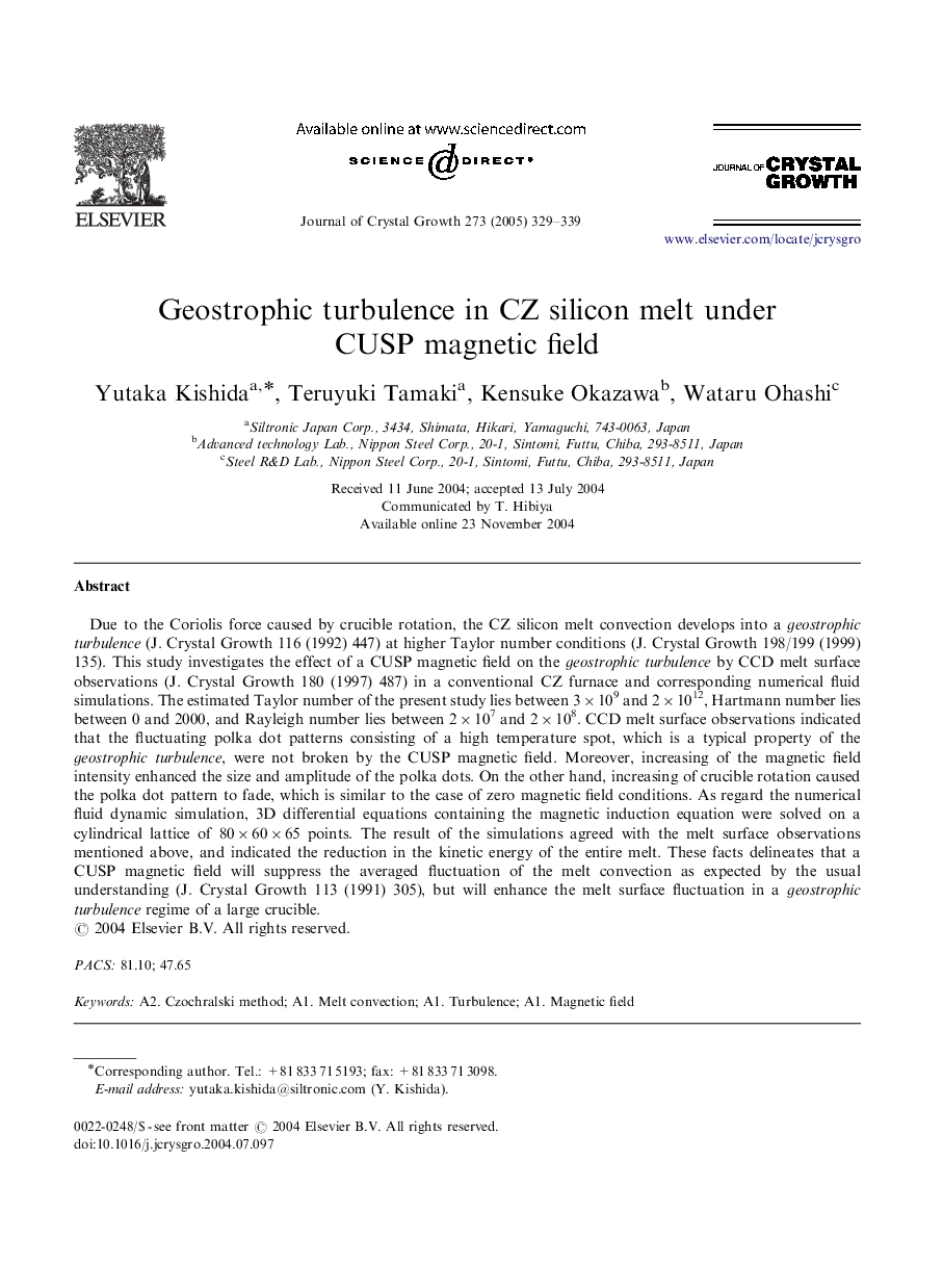 Geostrophic turbulence in CZ silicon melt under CUSP magnetic field