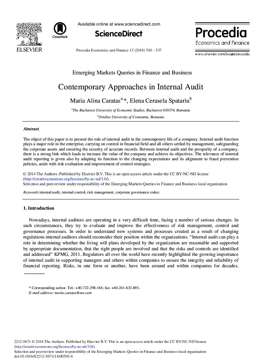 Contemporary Approaches in Internal Audit 
