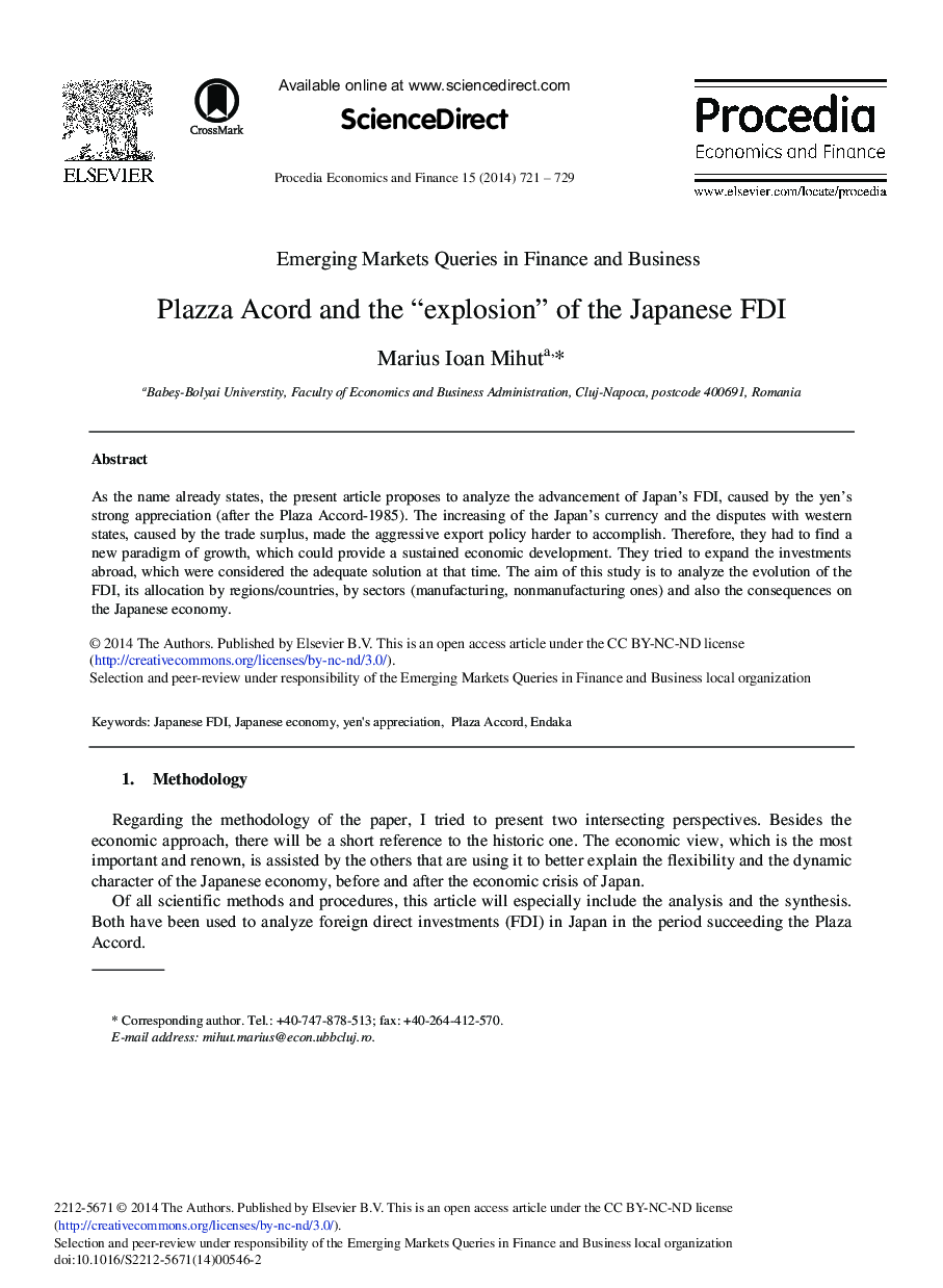Plazza Acord and the “Explosion” of the Japanese FDI 