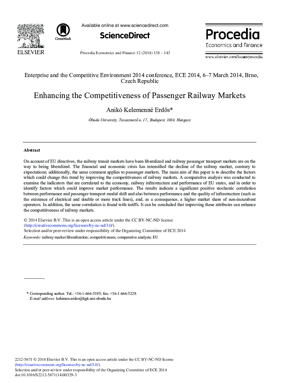 Enhancing the Competitiveness of Passenger Railway Markets 