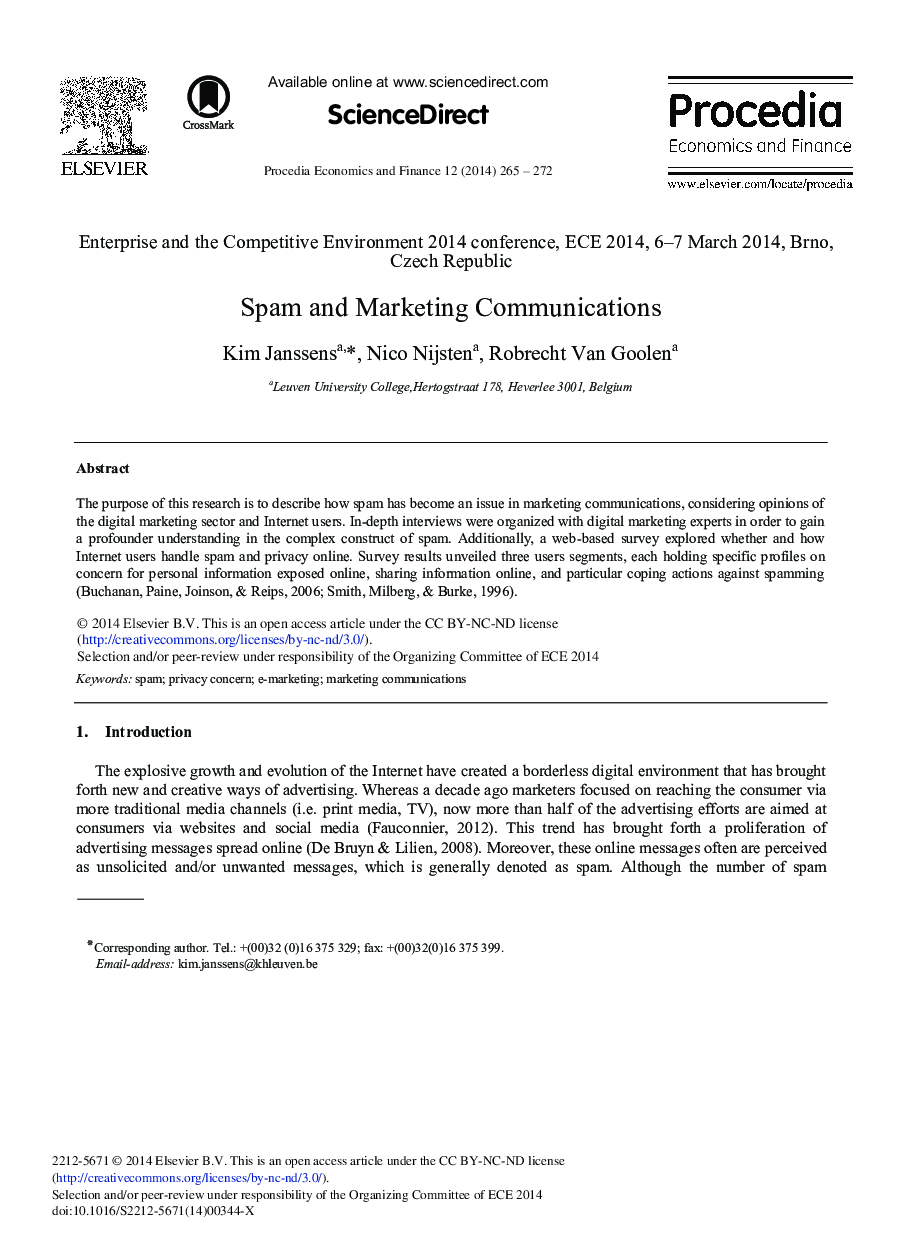 Spam and Marketing Communications 