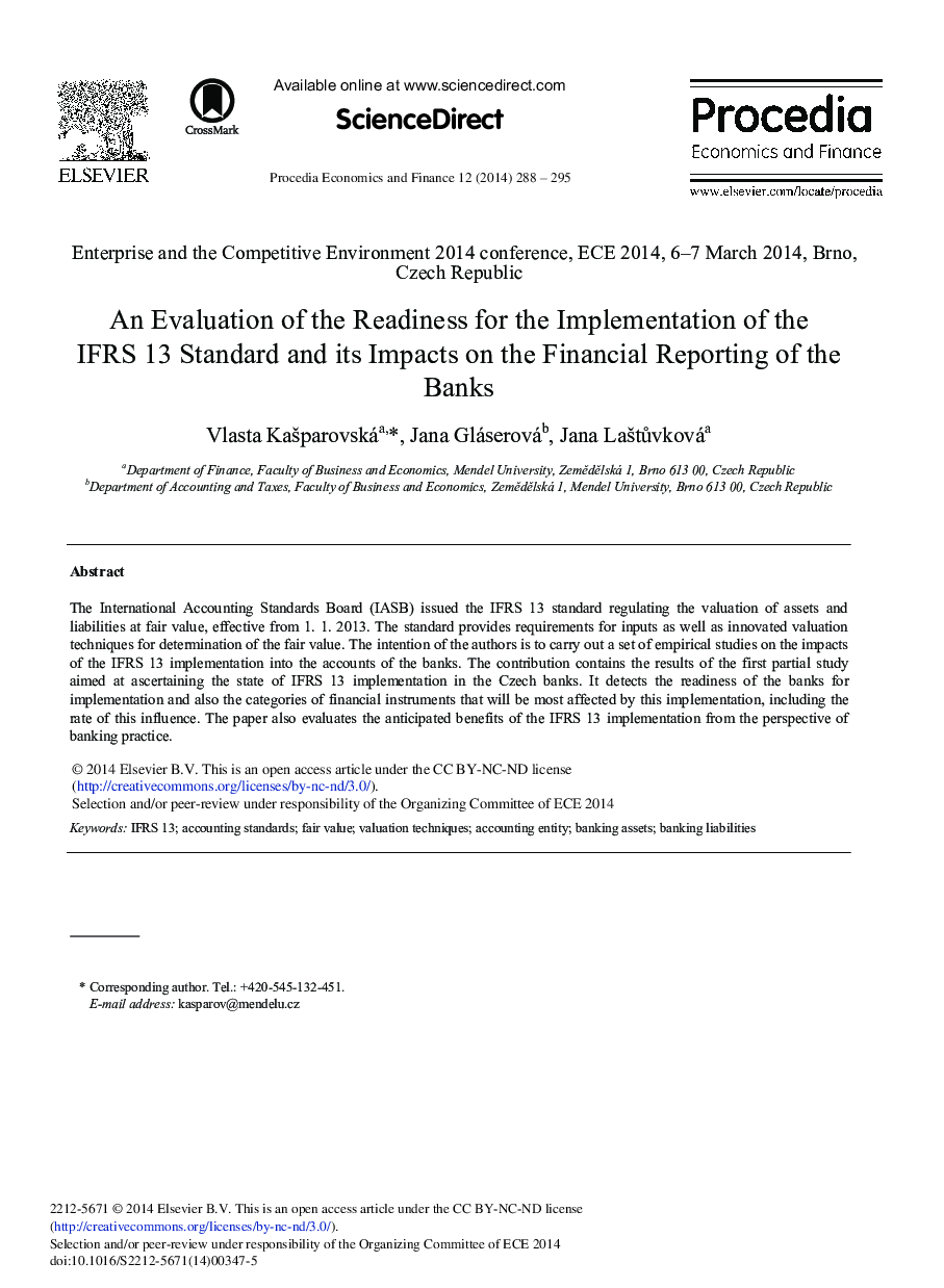 An Evaluation of the Readiness for the Implementation of the IFRS 13 Standard and its Impacts on the Financial Reporting of the Banks 