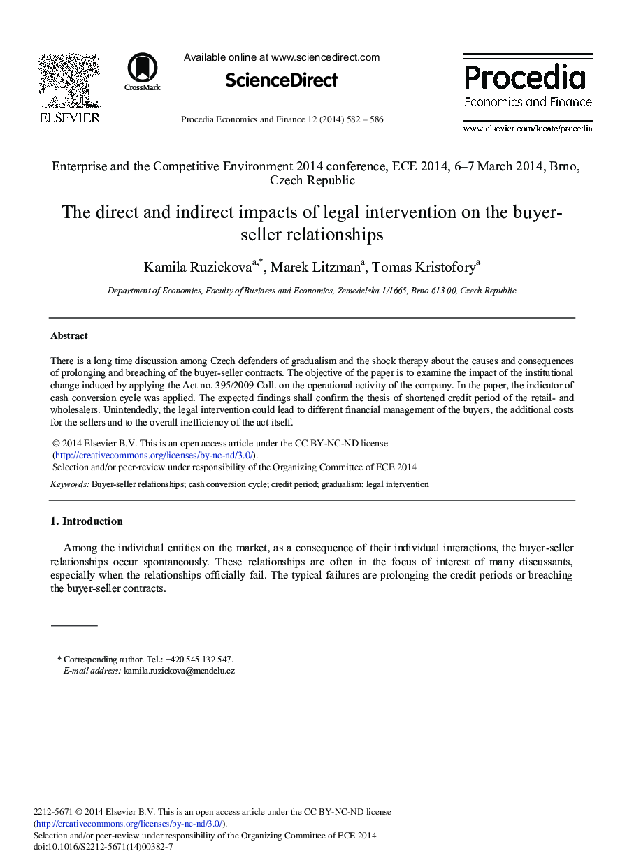 The Direct and Indirect Impacts of Legal Intervention on the Buyer-seller Relationships 