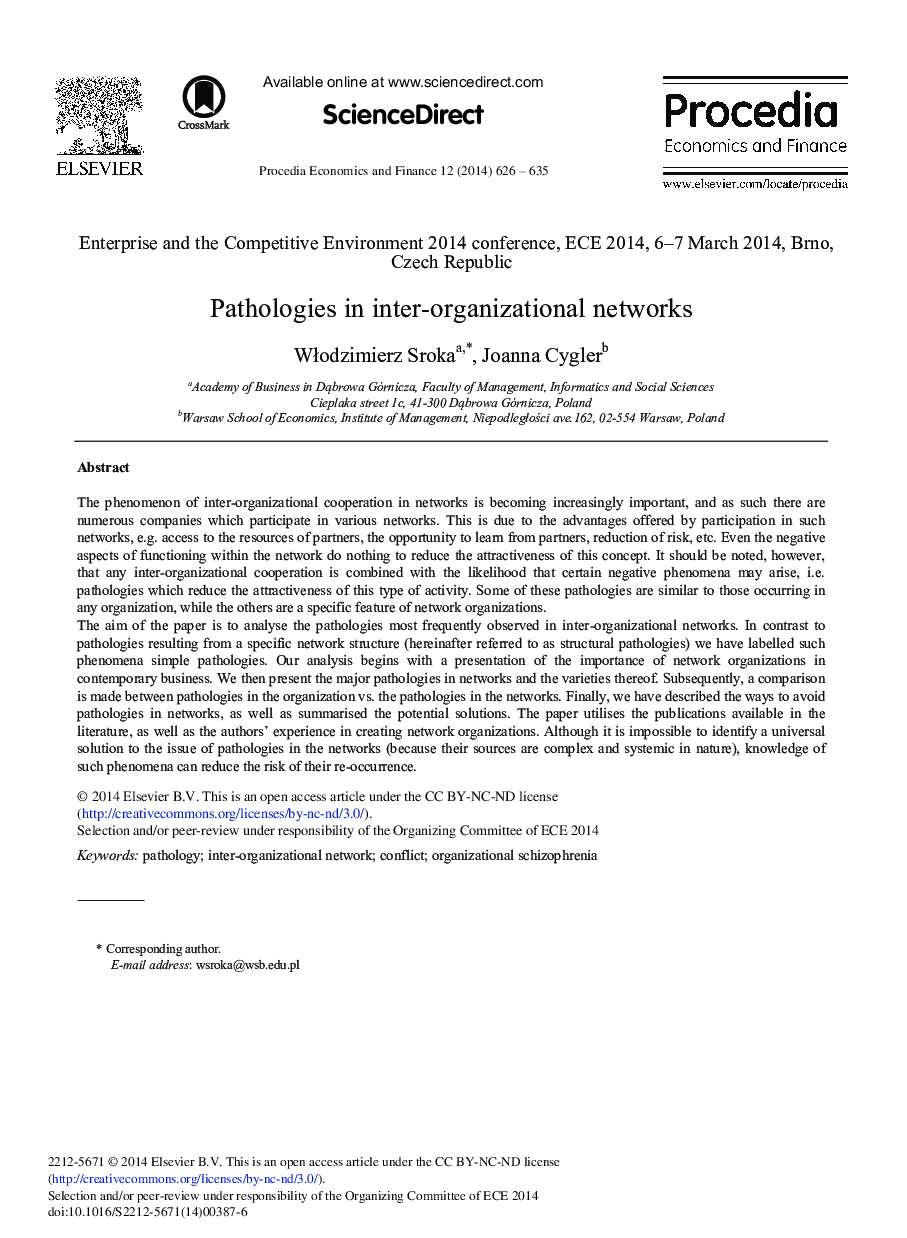Pathologies in Inter-organizational Networks 