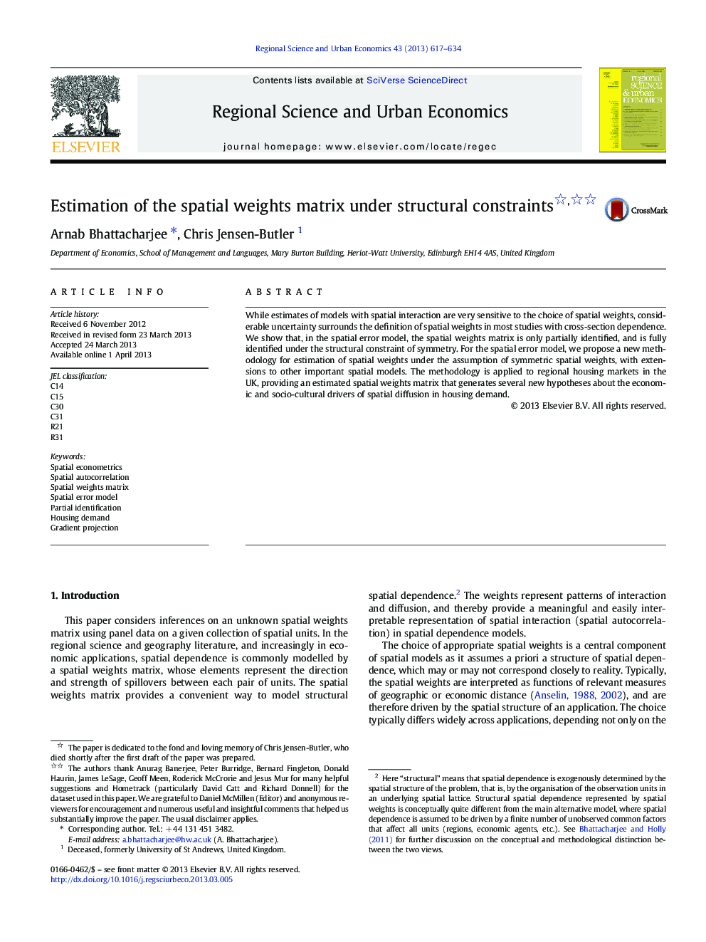 Estimation of the spatial weights matrix under structural constraints 