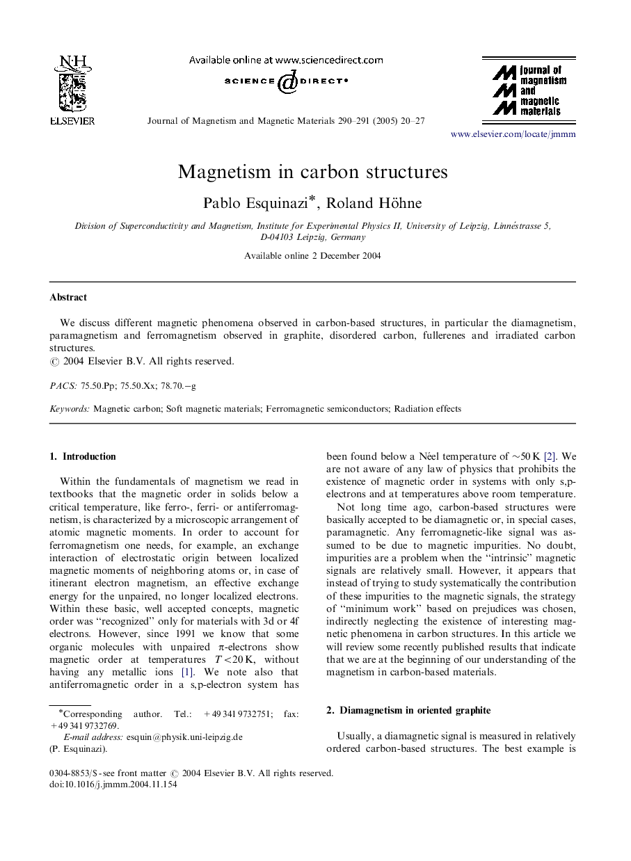 Magnetism in carbon structures