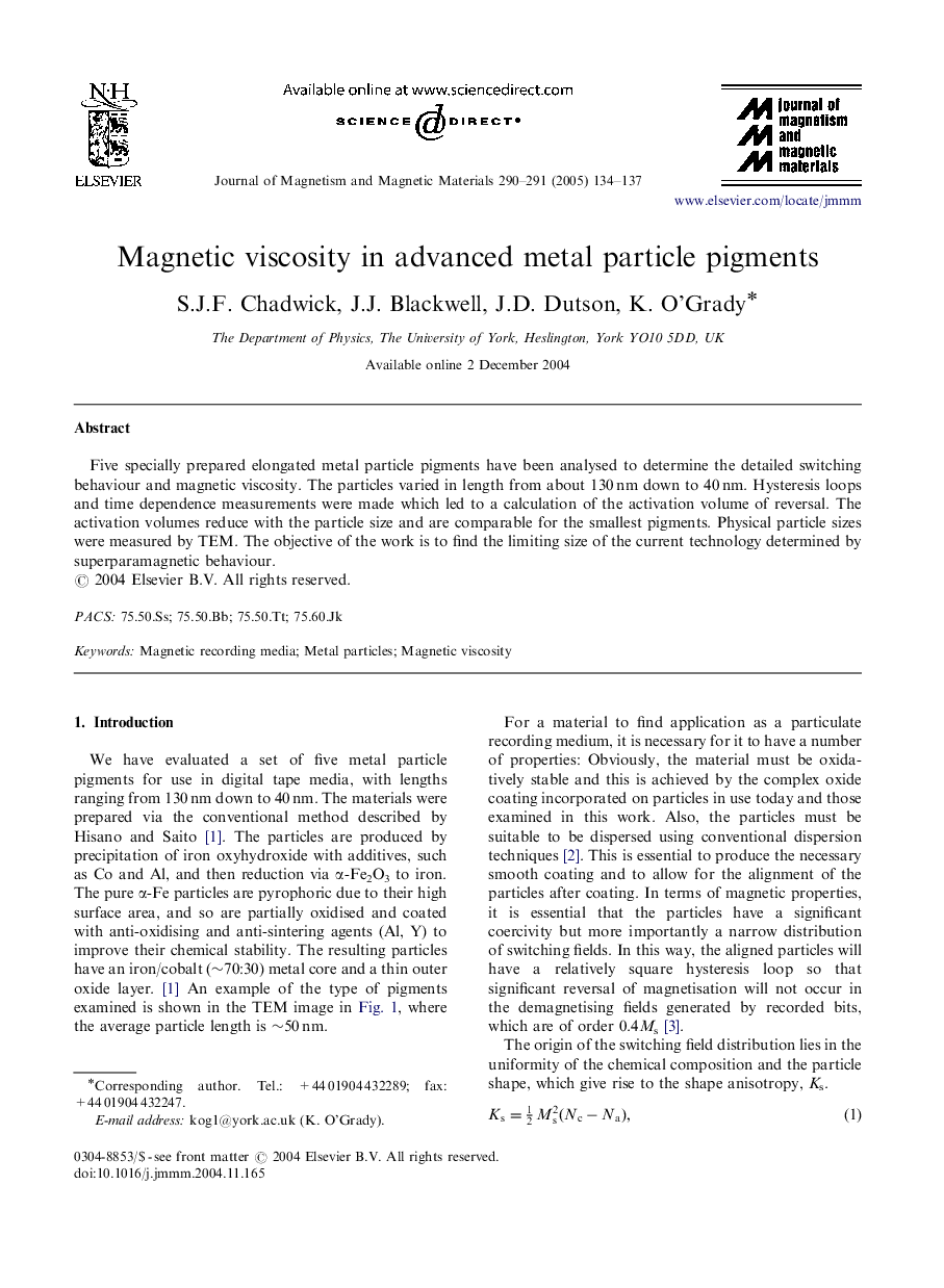 Magnetic viscosity in advanced metal particle pigments