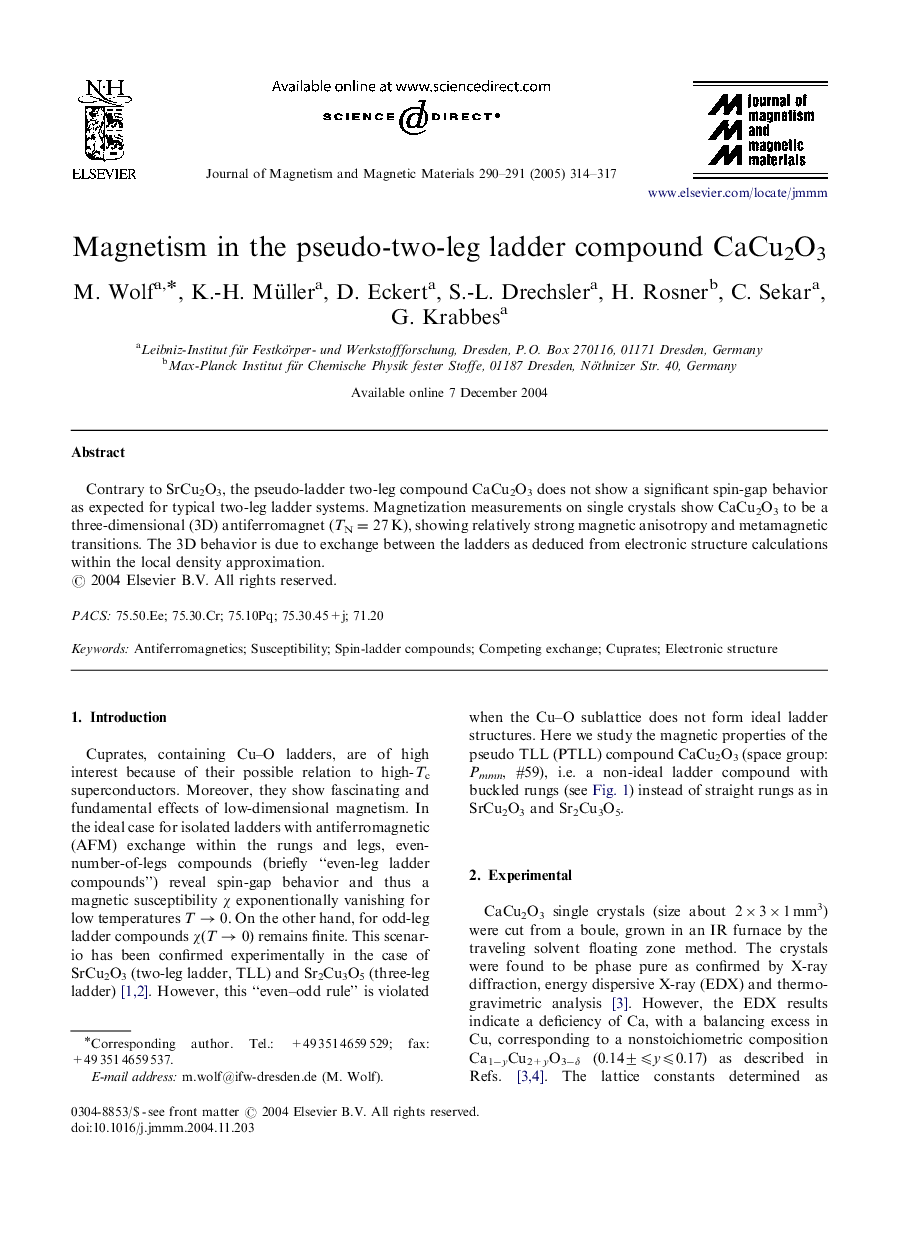 Magnetism in the pseudo-two-leg ladder compound CaCu2O3