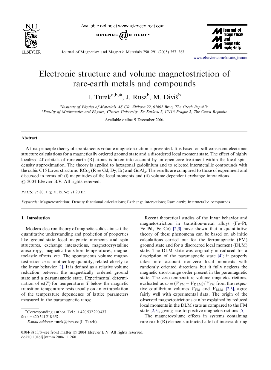Electronic structure and volume magnetostriction of rare-earth metals and compounds