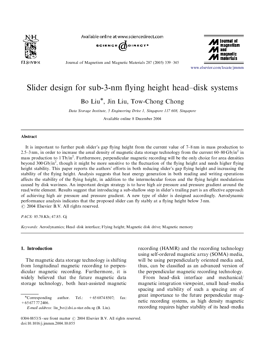 Slider design for sub-3-nm flying height head-disk systems