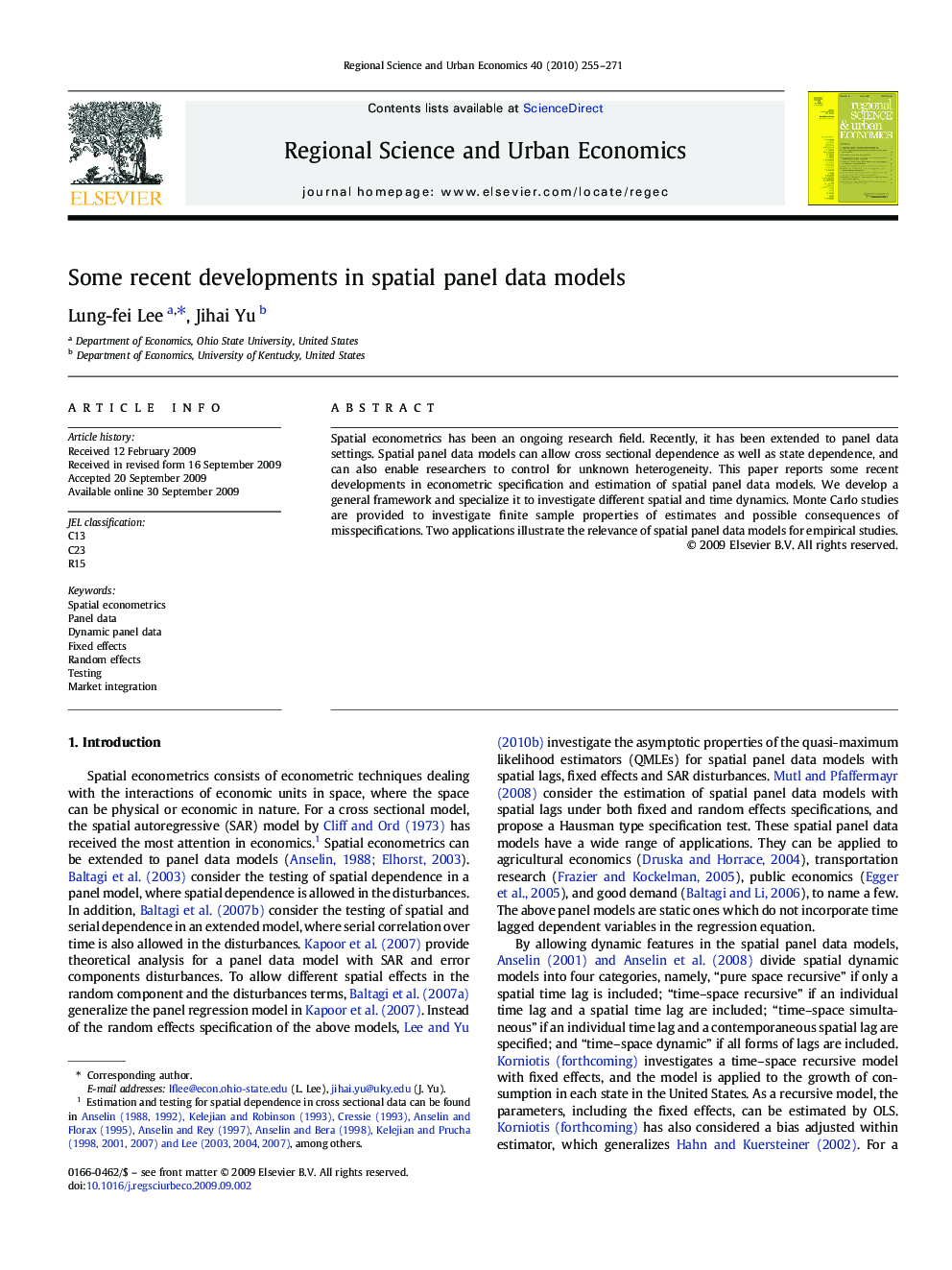 Some recent developments in spatial panel data models