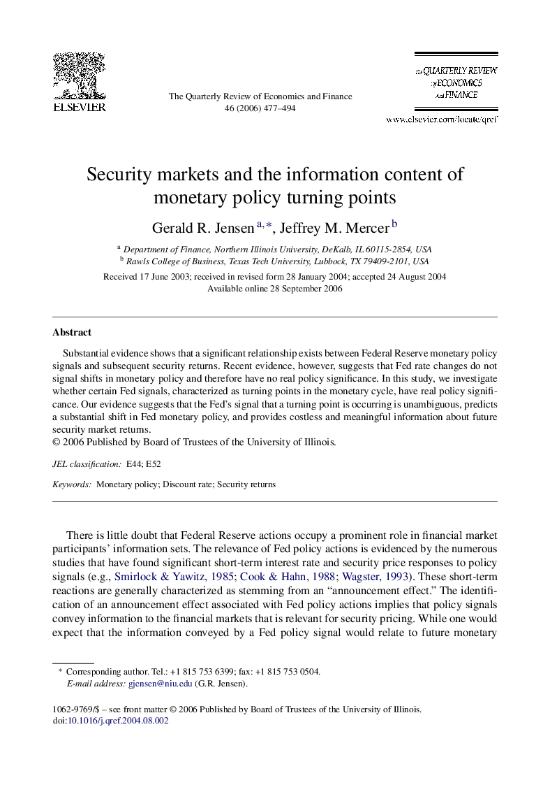 Security markets and the information content of monetary policy turning points