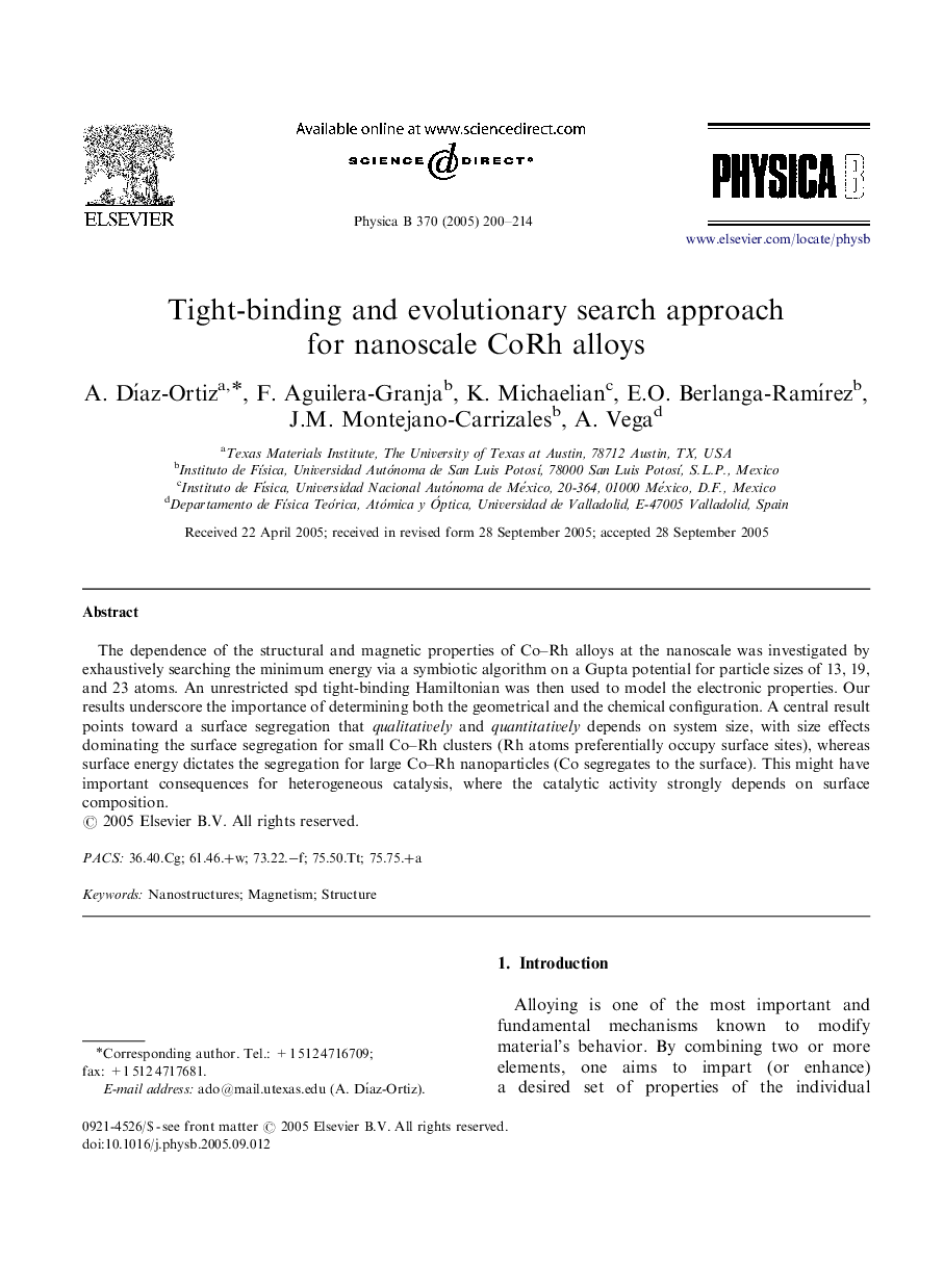 Tight-binding and evolutionary search approach for nanoscale CoRh alloys