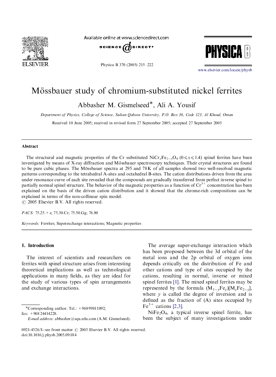 Mössbauer study of chromium-substituted nickel ferrites