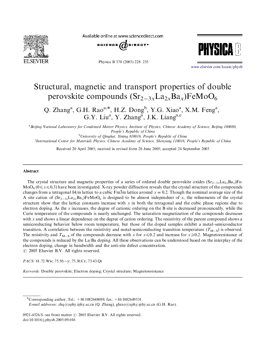 Structural, magnetic and transport properties of double perovskite compounds (Sr2â3xLa2xBax)FeMoO6