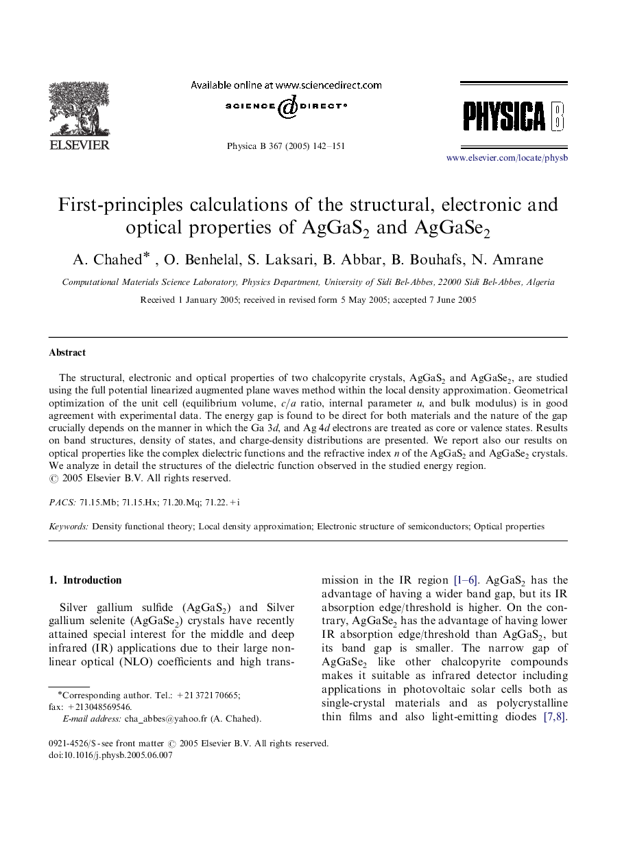 First-principles calculations of the structural, electronic and optical properties of AgGaS2 and AgGaSe2