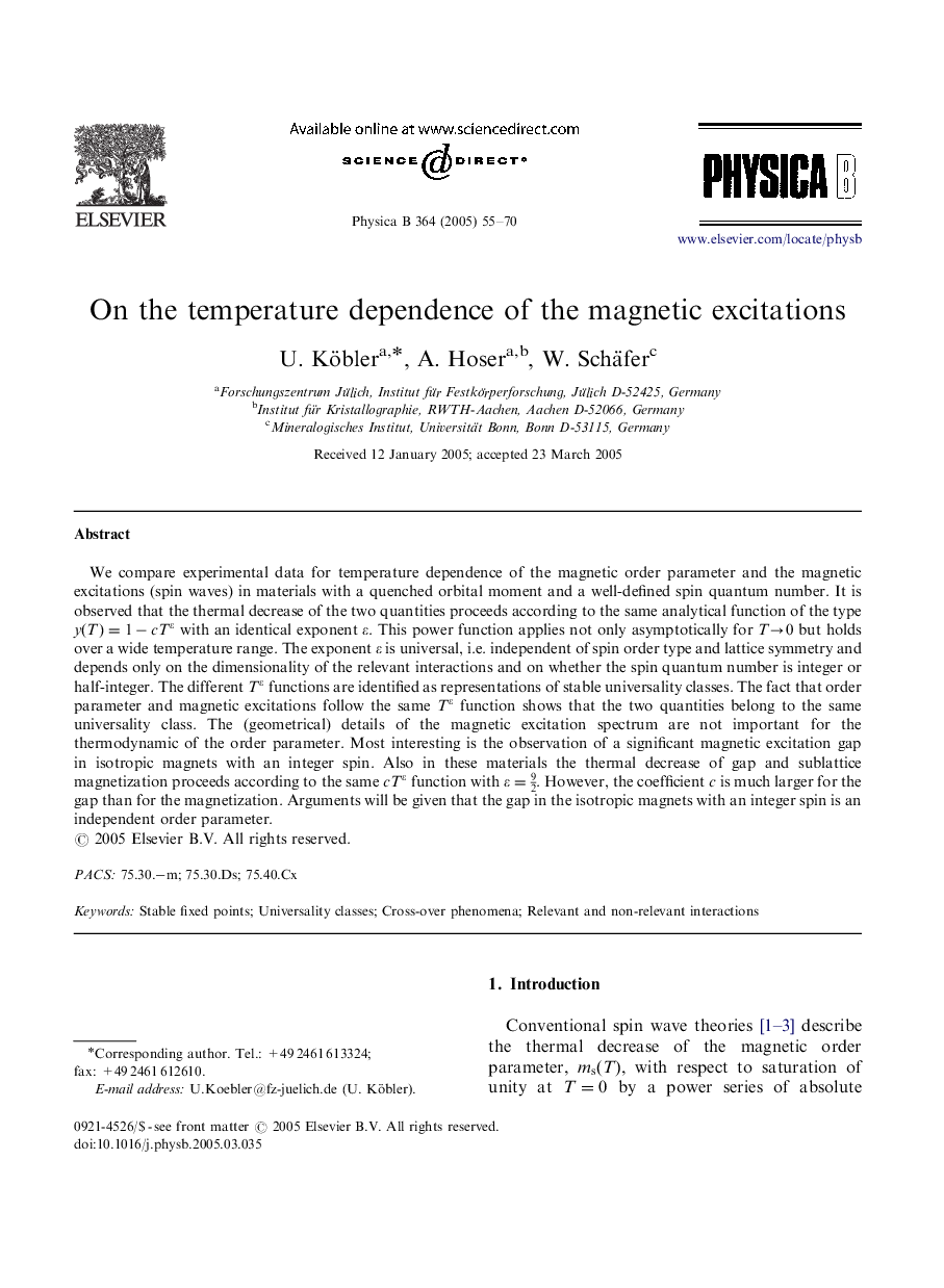 On the temperature dependence of the magnetic excitations