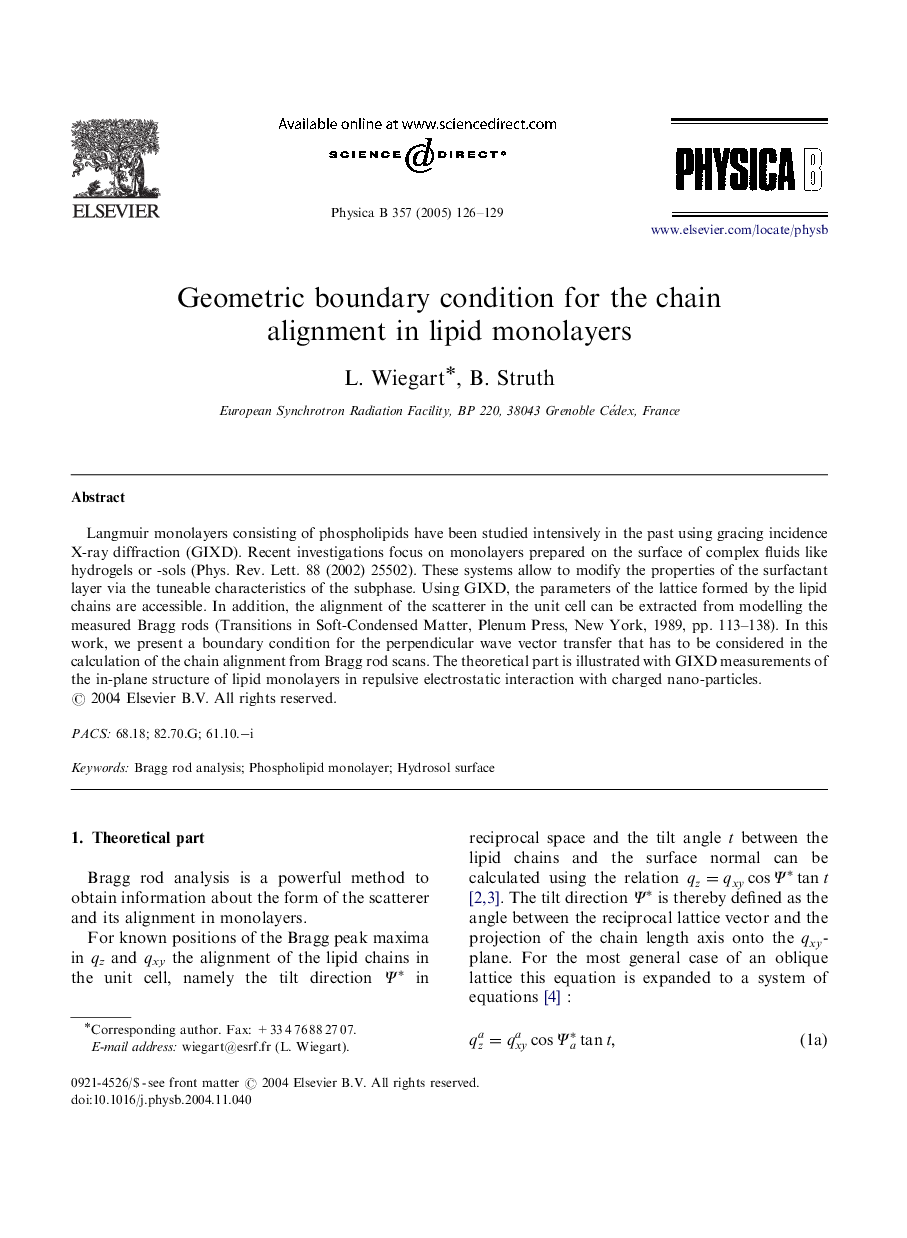 Geometric boundary condition for the chain alignment in lipid monolayers