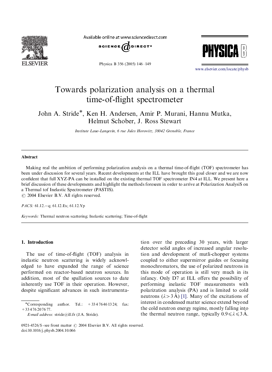 Towards polarization analysis on a thermal time-of-flight spectrometer