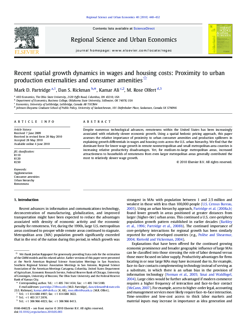 Recent spatial growth dynamics in wages and housing costs: Proximity to urban production externalities and consumer amenities 