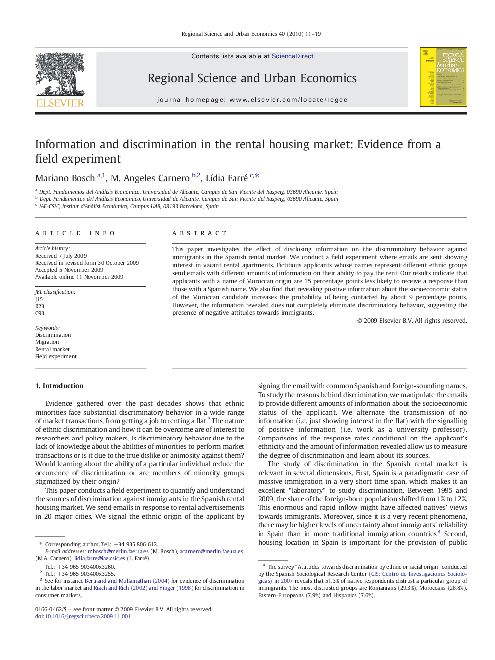 Information and discrimination in the rental housing market: Evidence from a field experiment