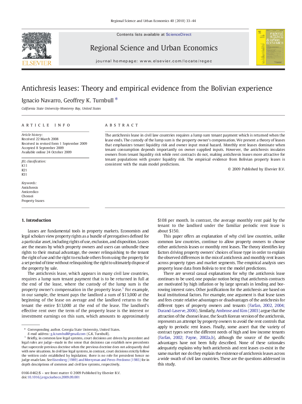 Antichresis leases: Theory and empirical evidence from the Bolivian experience