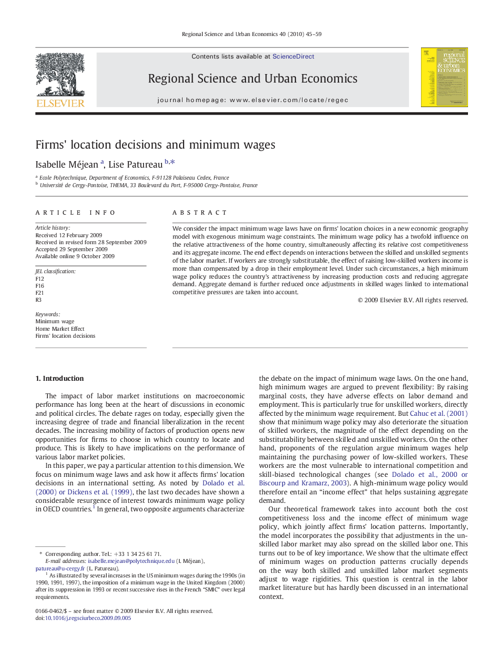 Firms' location decisions and minimum wages