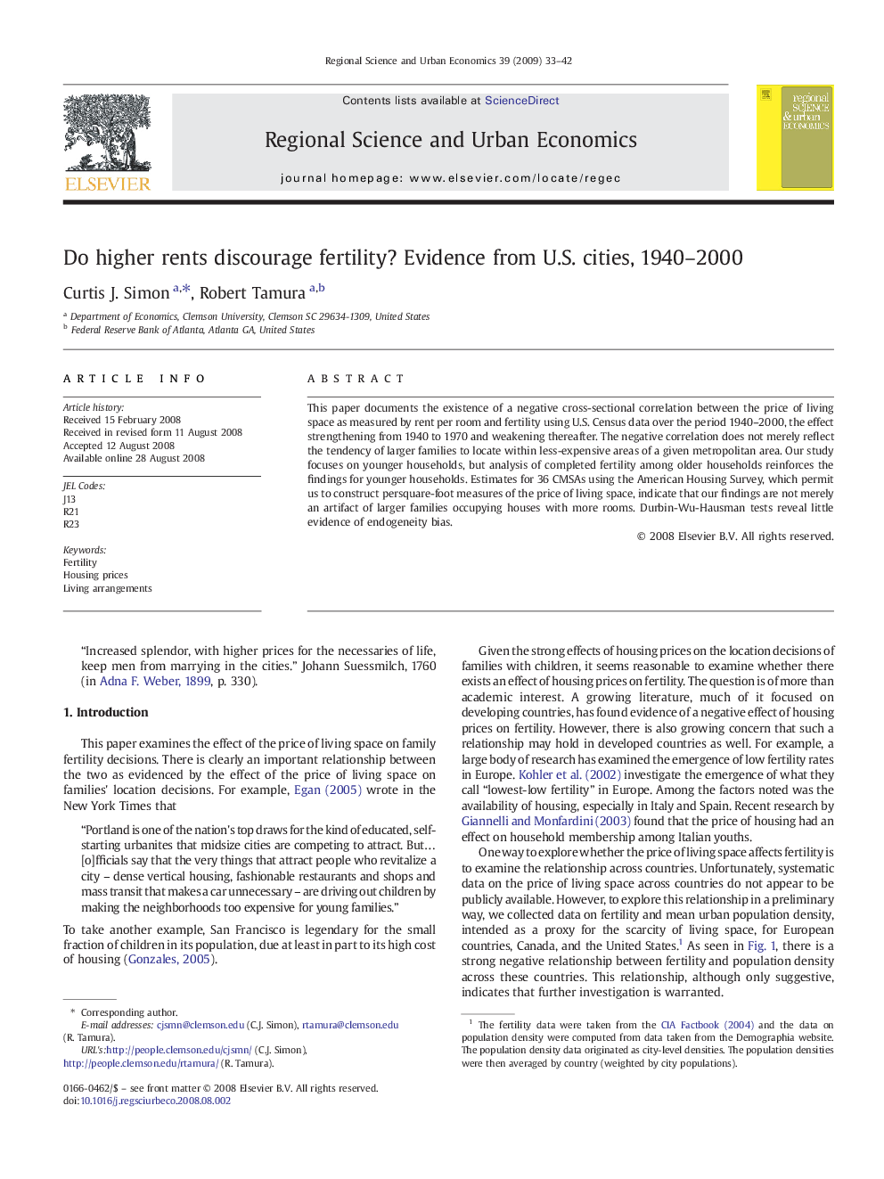 Do higher rents discourage fertility? Evidence from U.S. cities, 1940–2000