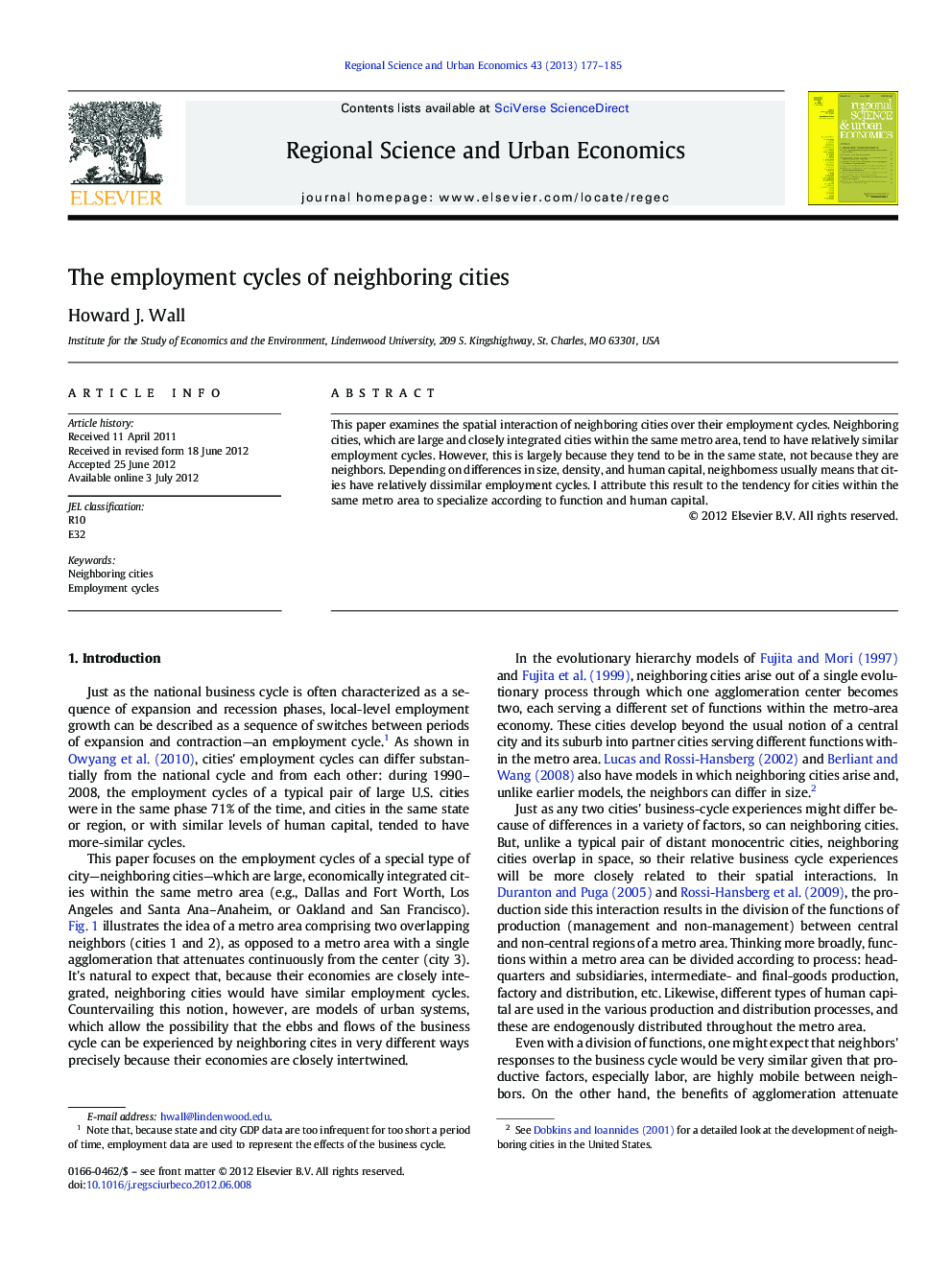 The employment cycles of neighboring cities