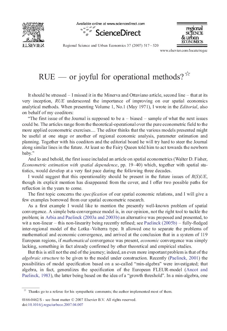 RUE - or joyful for operational methods?