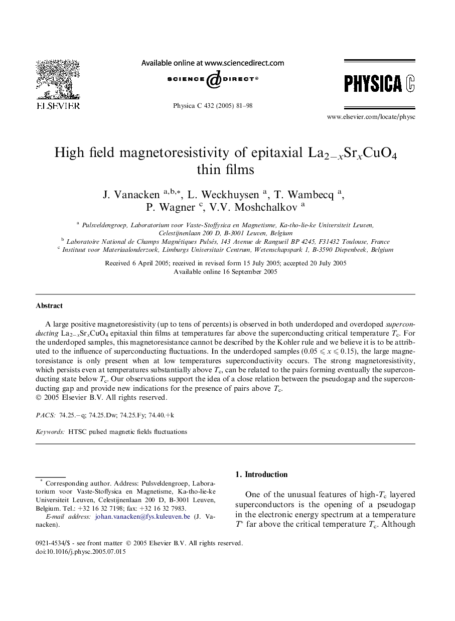 High field magnetoresistivity of epitaxial La2âxSrxCuO4 thin films