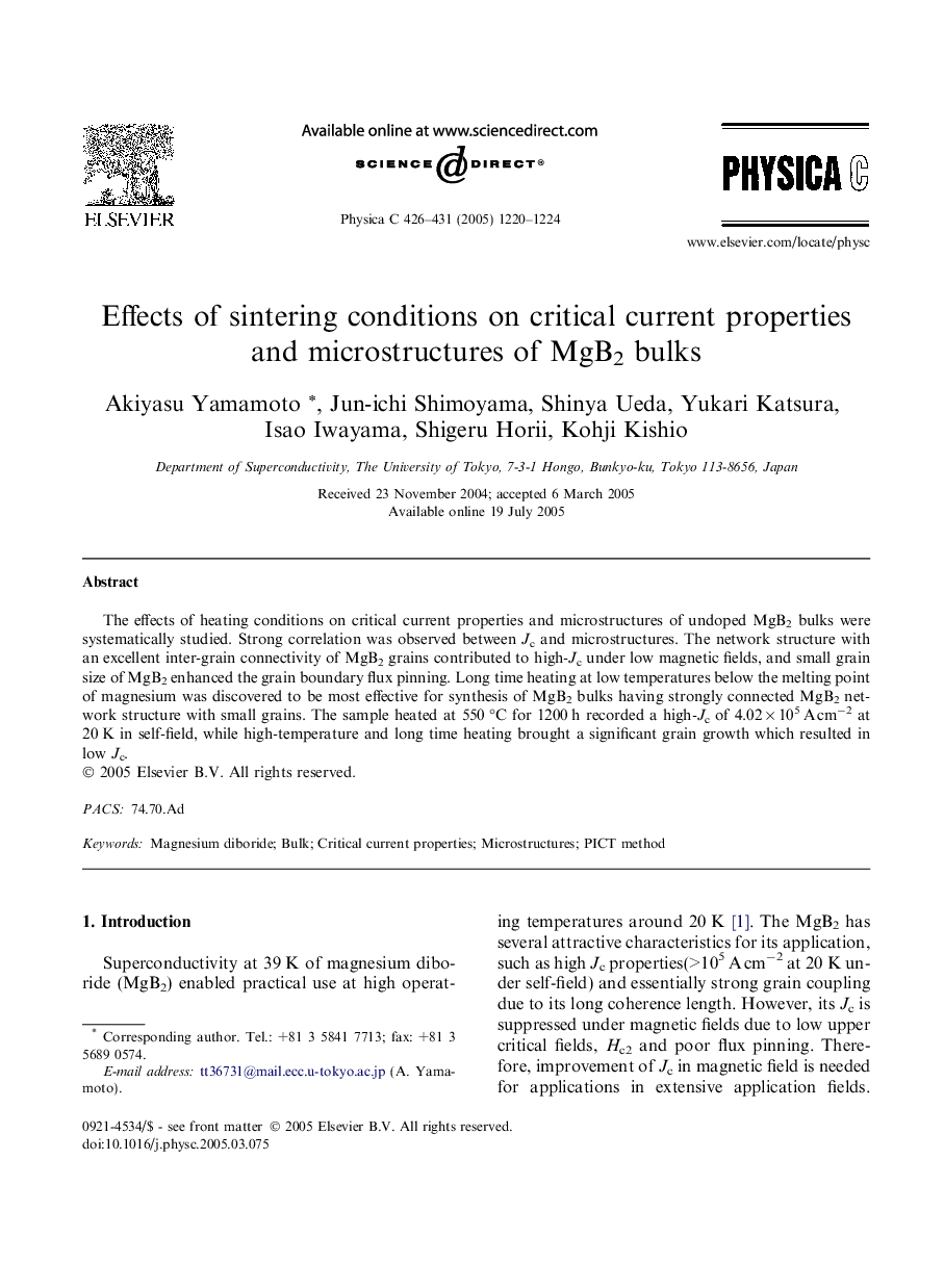 Effects of sintering conditions on critical current properties and microstructures of MgB2 bulks