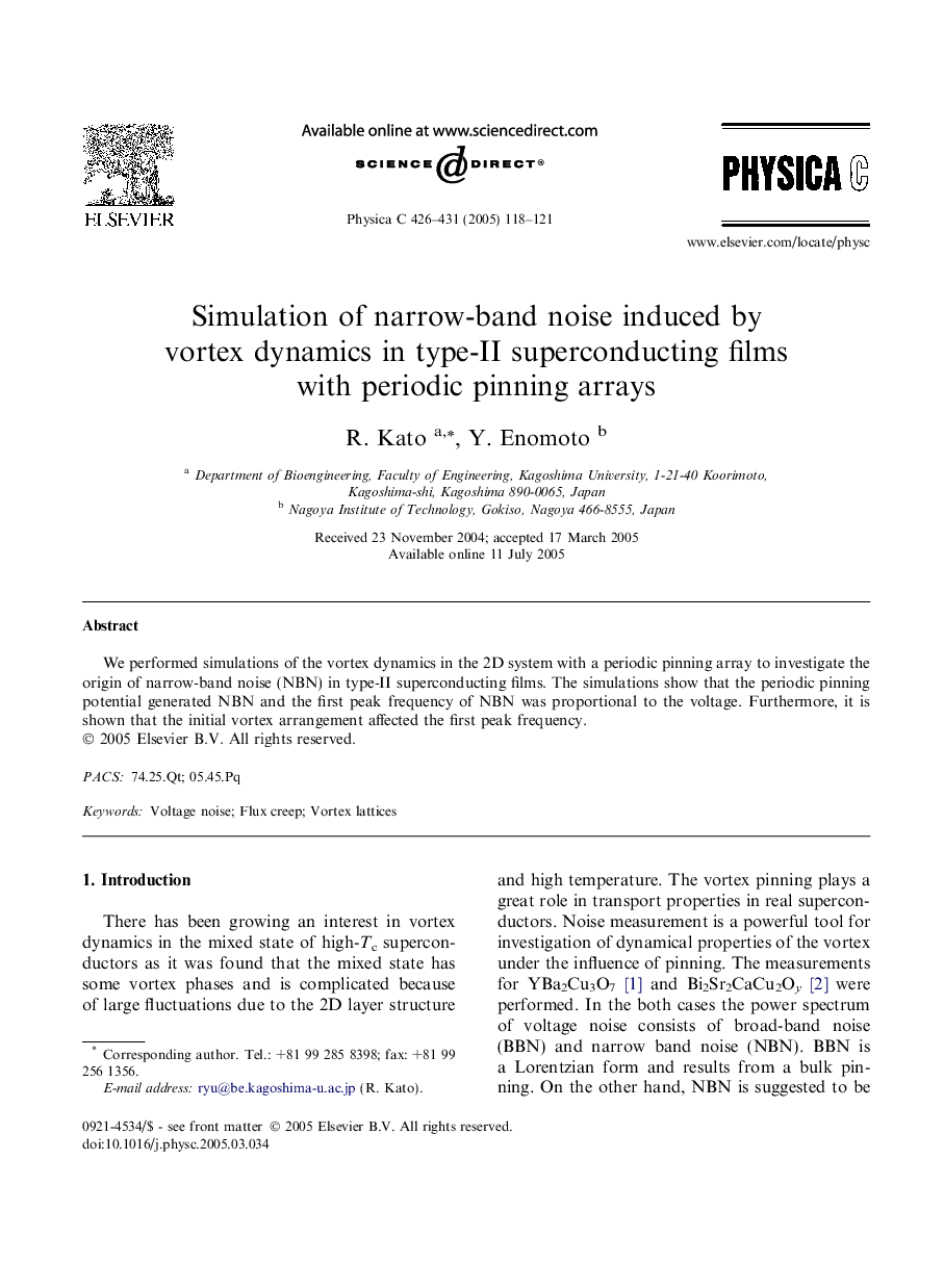 Simulation of narrow-band noise induced by vortex dynamics in type-II superconducting films with periodic pinning arrays