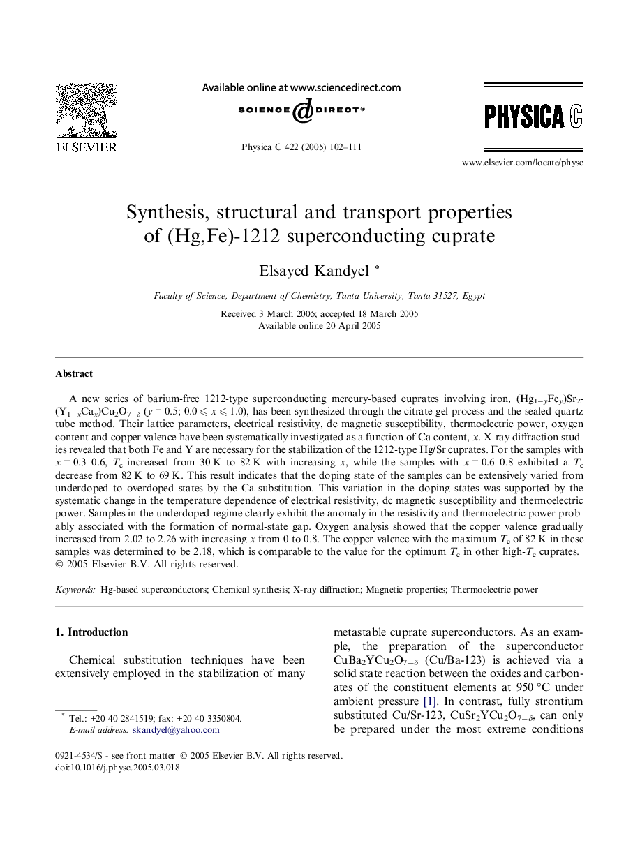 Synthesis, structural and transport properties of (Hg,Fe)-1212 superconducting cuprate