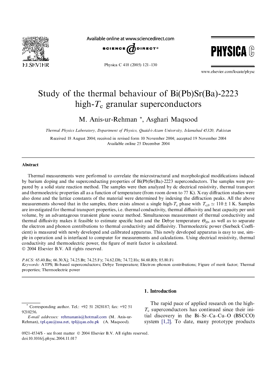 Study of the thermal behaviour of Bi(Pb)Sr(Ba)-2223 high-Tc granular superconductors