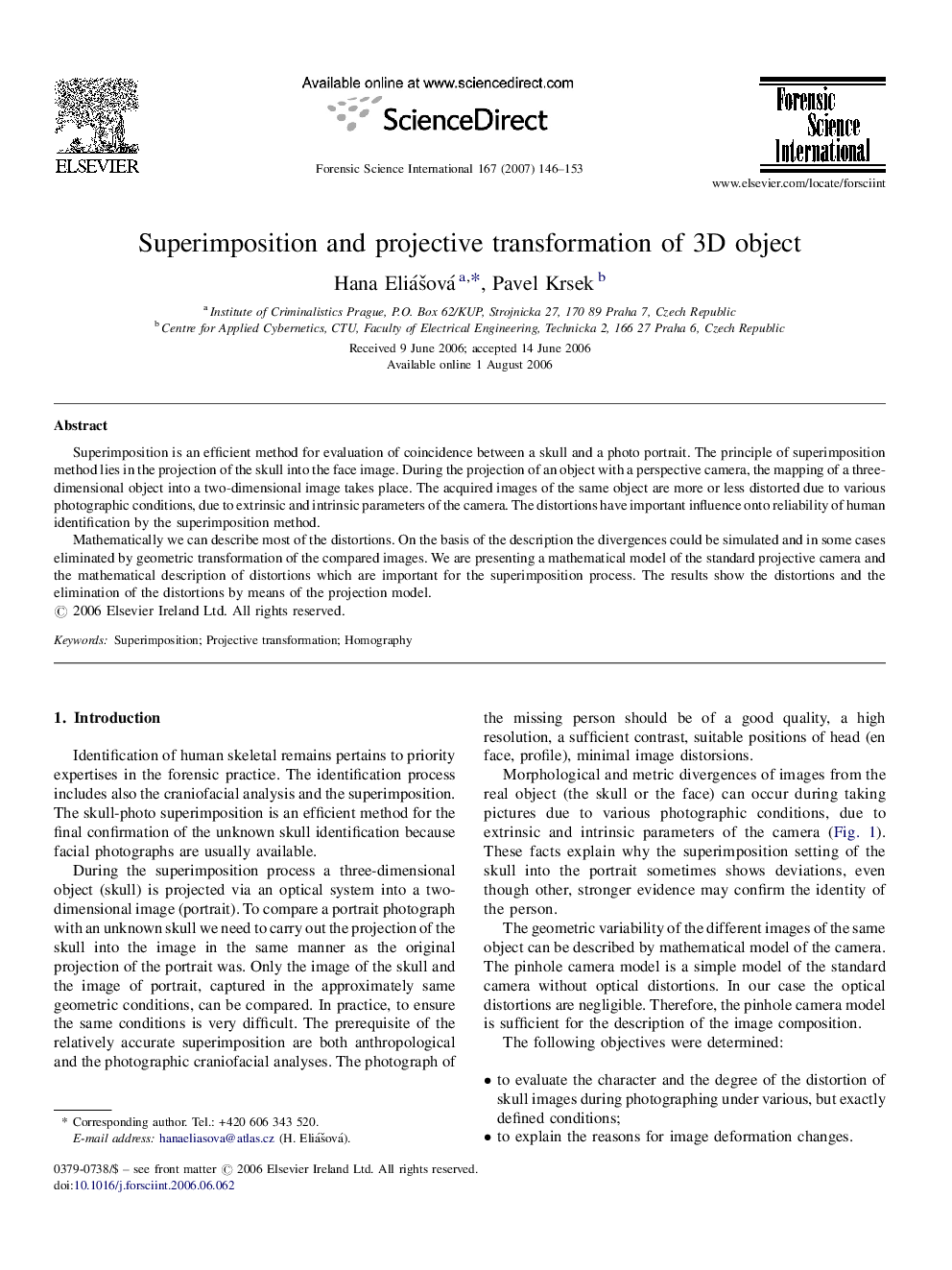 Superimposition and projective transformation of 3D object